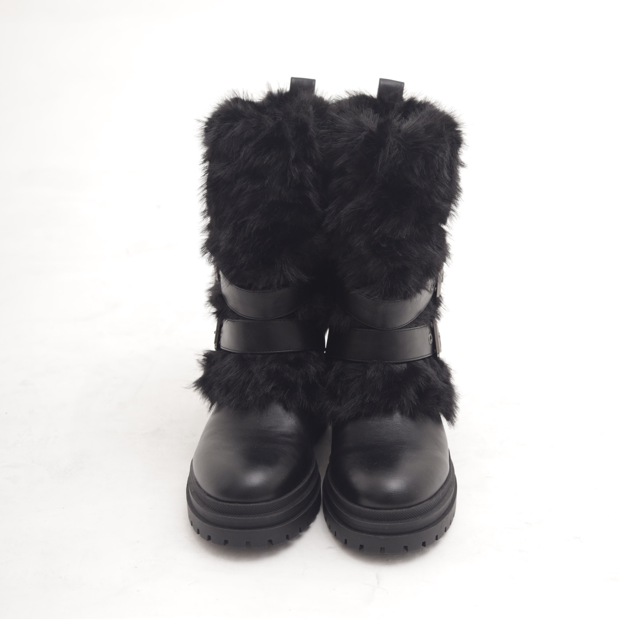 STIVALETTO FUR CINTURINI NERO