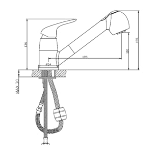S-Line Pro mitigeur d'évier sur pied avec douchette extractible, 2 jets, chrome (SIKOBSLPRO283)