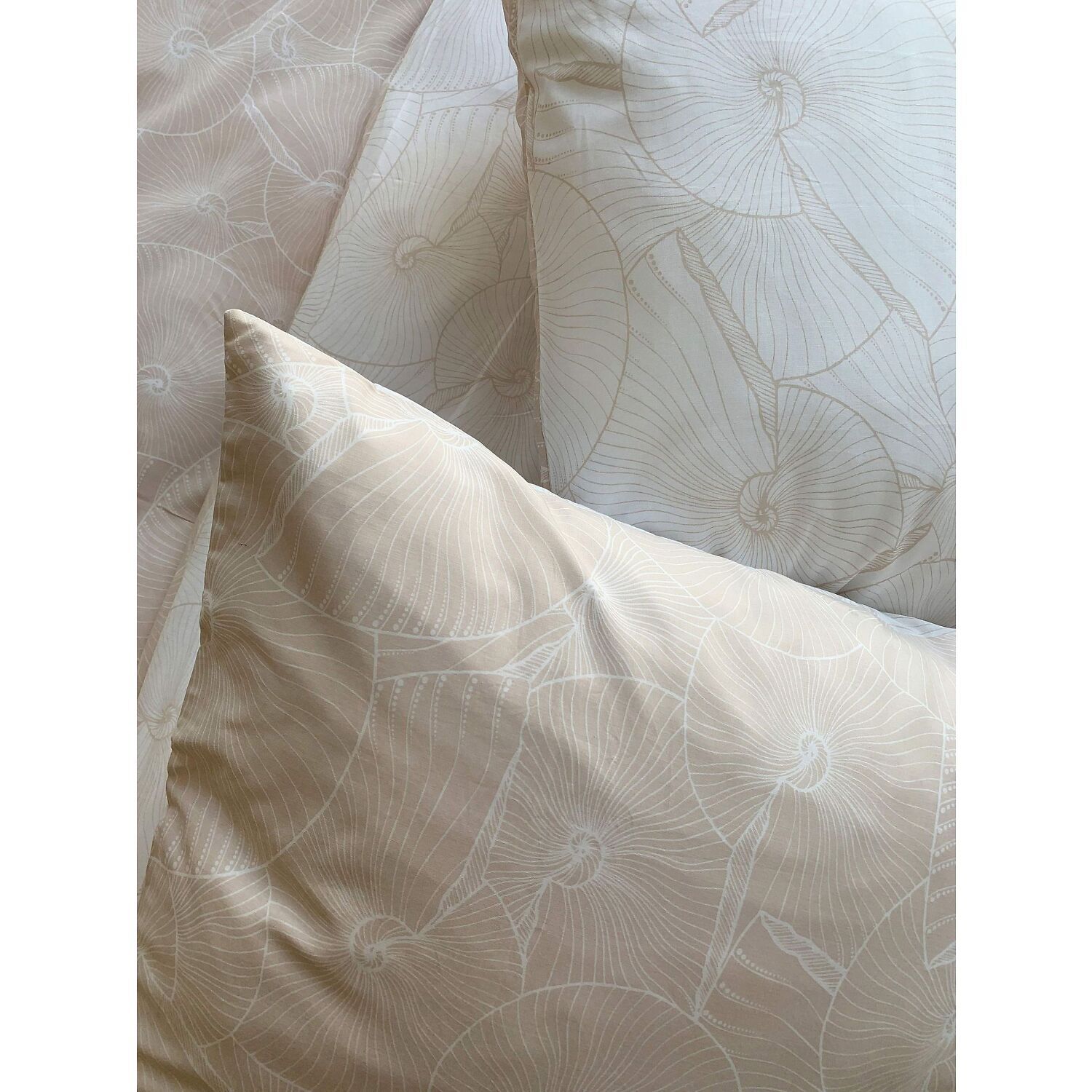 Parure Housse De Couette 3pcs 100% coton Lyocell 57fils Plage Revers.