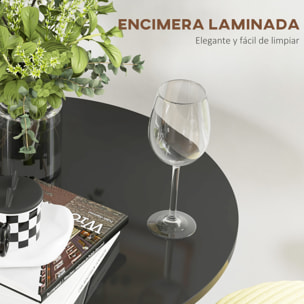 Mesa de Bar Redonda Mesa Alta de Cocina Moderna con Encimera Laminada y Marco de Acero para 2 Personas para Casa Comedor Ø60x102 cm Negro