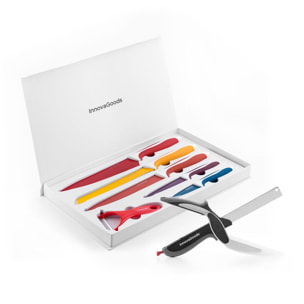 Pack Ensemble de Couteaux en Céramique et Éplucheur et Couteau-Ciseau avec Mini Planche à Découper Intégrée InnovaGoods
