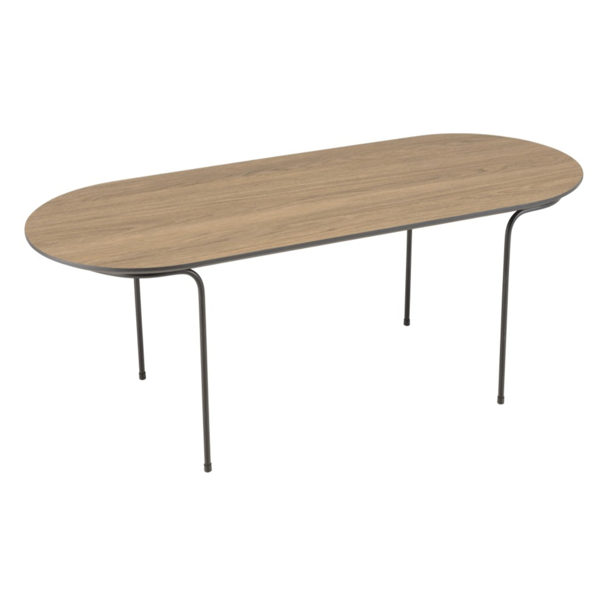 JULIA - Table basse rect. angles arrondis 100x40cm mocha pieds métal