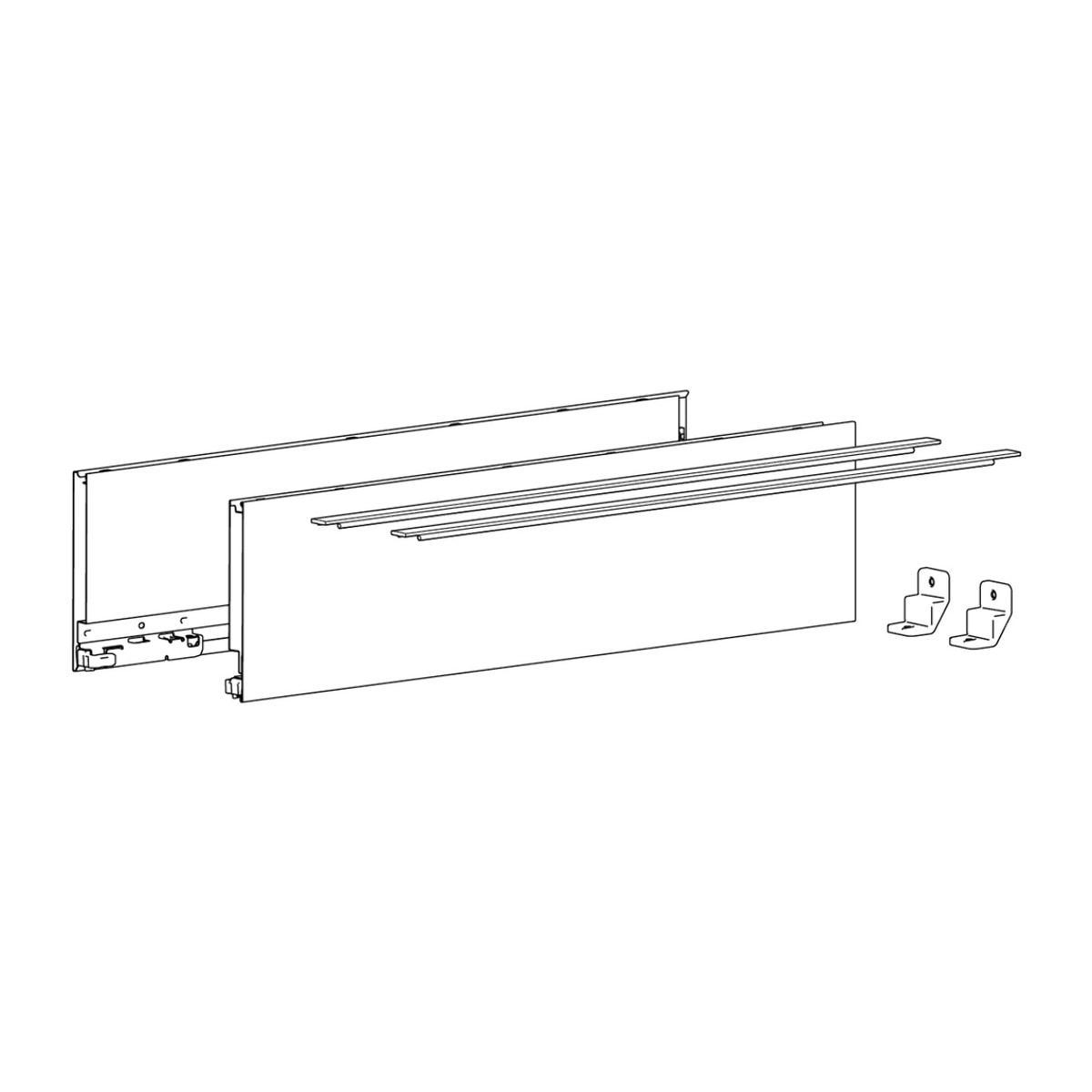 Profilé latéral de tiroir AvanTech YOU, hauteur 139 mm x NL 350 mm, Argent, gauche et droite - HETTICH - 9353346