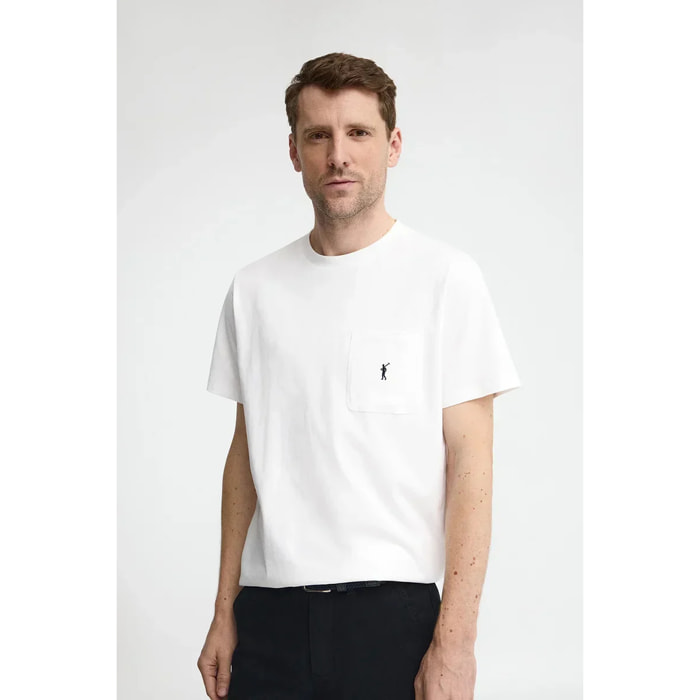 Camiseta blanca con bolsillo y logo Rigby Go