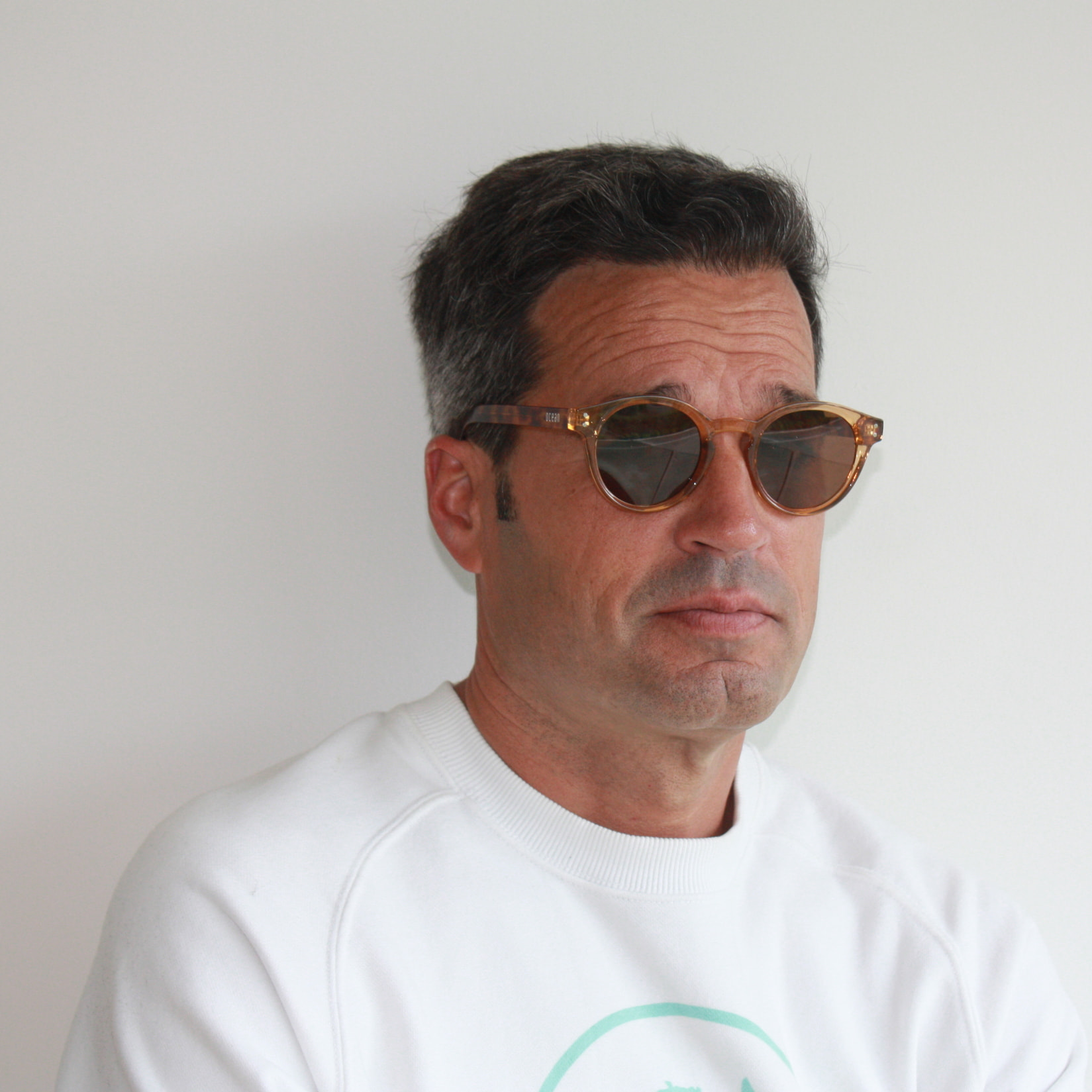 Gafas de sol OCEAN MONTREAL - Blanco transparente mate con patillas en carey y / Ahumada
