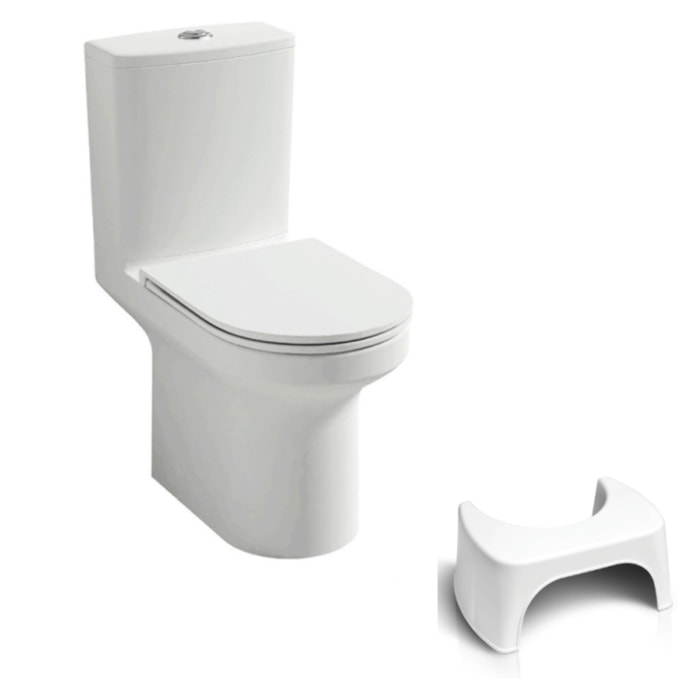 WC au sol sans bride Elite + tabouret physiologique blanc