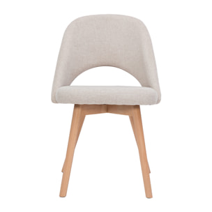 Chaises scandinaves en tissu effet velours texturé beige et bois clair (lot de 2) COSETTE