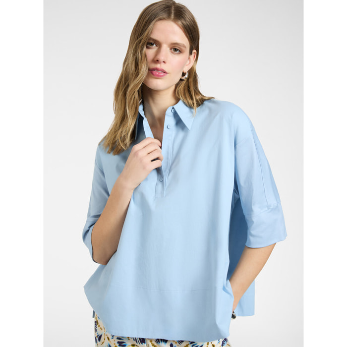Elena Mirò - Blusa boxy con mangas de tres cuartos - Light - blue