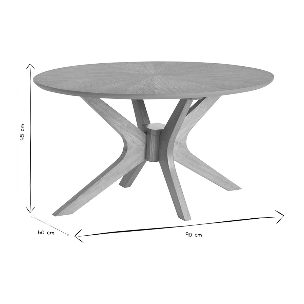 Table basse ovale bois clair chêne L90 cm DIELLI