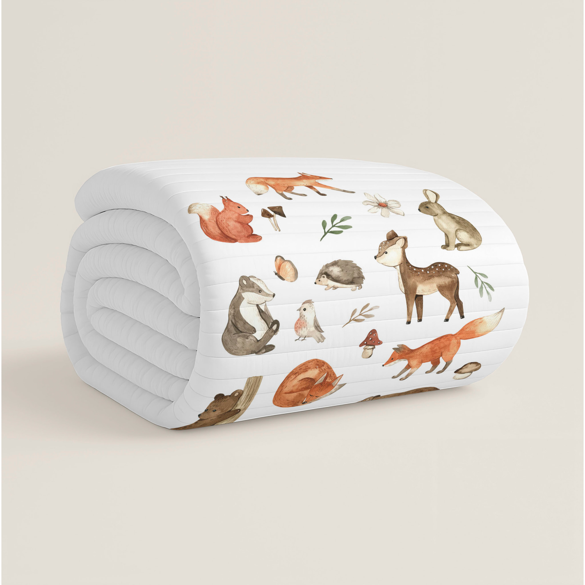 Cool Kids - Colcha Bouti Estampada - Reversible - Infantil - 100% Algodón - Cuna - Woodland