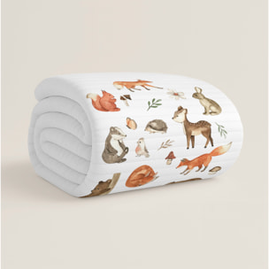 Cool Kids - Colcha Bouti Estampada - Reversible - Infantil - 100% Algodón - Cuna - Woodland