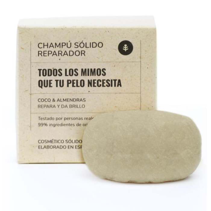 PLANETA HUERTO | Champú Sólido Reparador de Coco y Almendra 85 g – Nutrición Intensiva, Hidratación Profunda y Cabello Sedoso