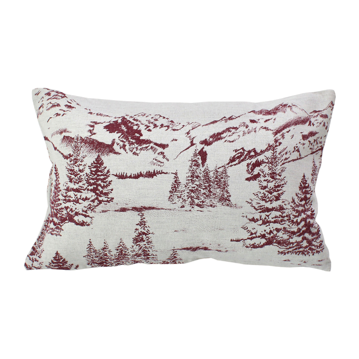 Coussin décoratif déhoussable style montagne - Rouge