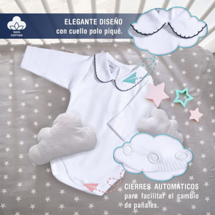 Body bebé manga larga cuello polo piqué