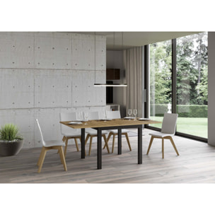 Table Everyday Libra Chêne Nature 90x90 Allongée 90x180 pieds/cadre Anthracite