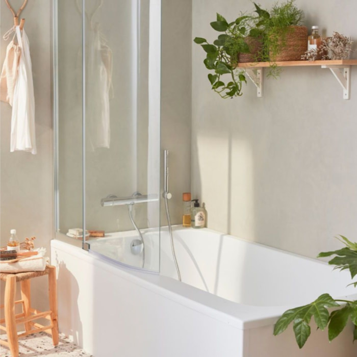 Baignoire bain douche Malice antidérapante + tablier angle + pare bain 170 x 90, gauche