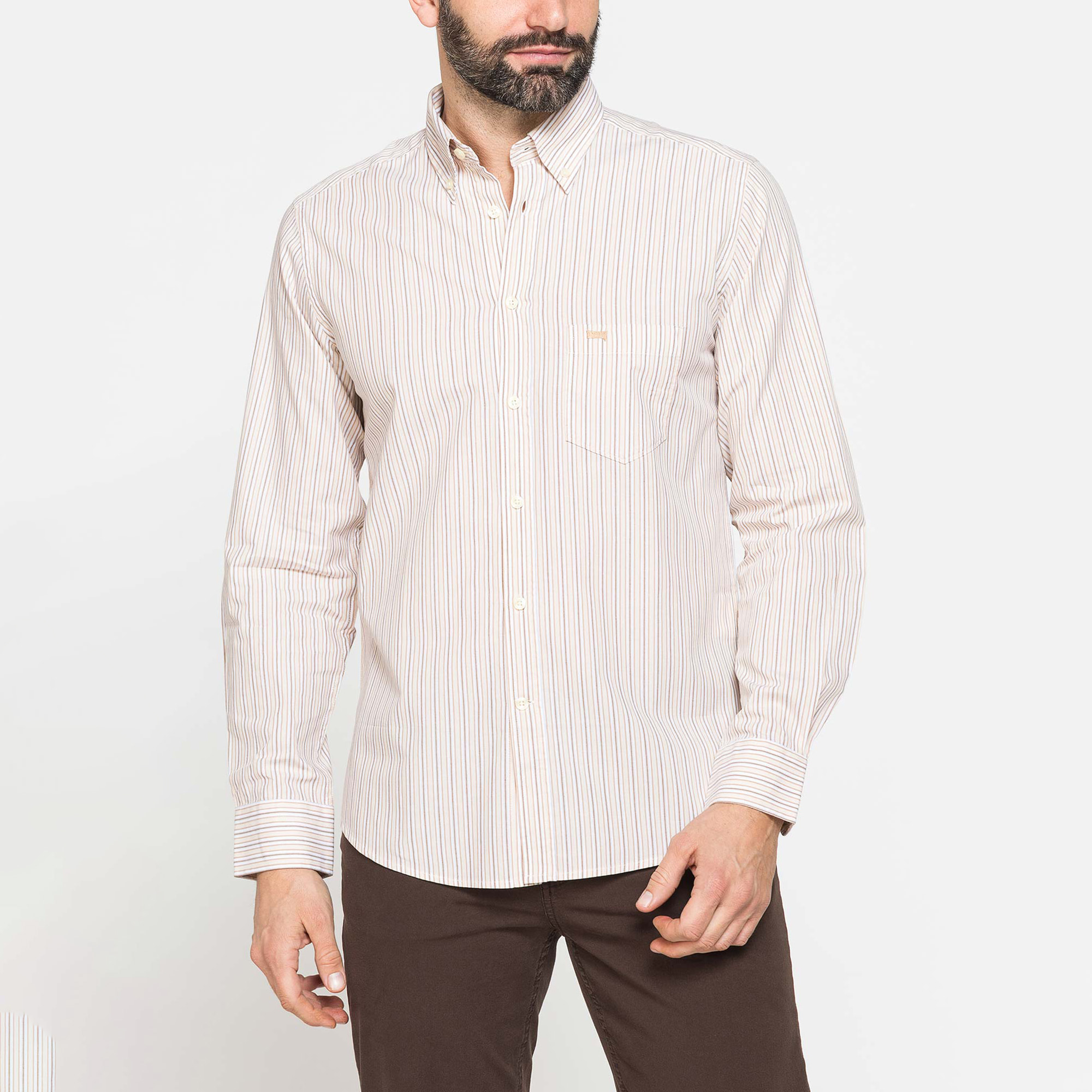 CAMICIA BUTTON-DOWN CON MANICA LUNGA E TASCHINO