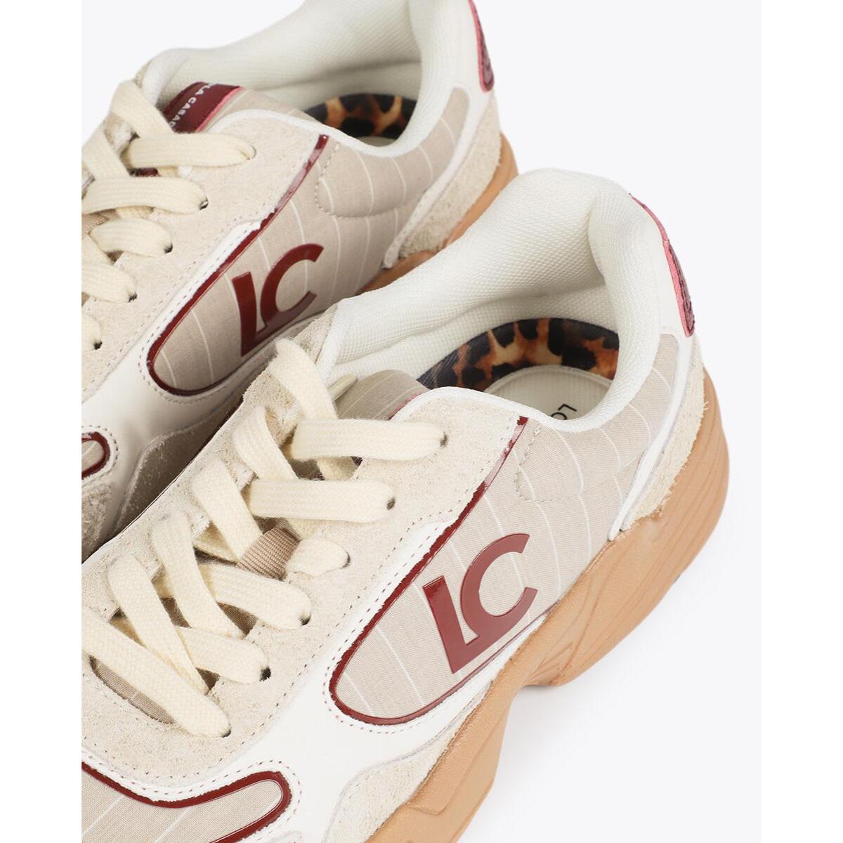 Sneaker con Suola Running in Tessuto e Pelle