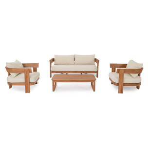 Poltrona in teak NOJA e tessuto beige