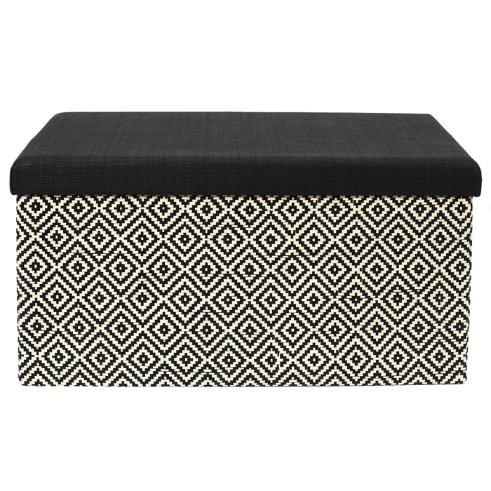 Coffre Banc Pliable Tresse Noir