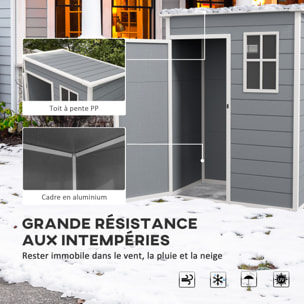 Abri de jardin - remise pour outils - cabanon porte verrouillable, fenêtre - dim. 151L x 92l x 193H cm - alu PP gris blanc