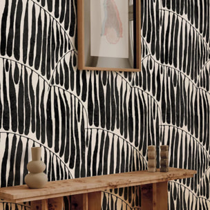 Carta da Parati Foglia Nera Astratta