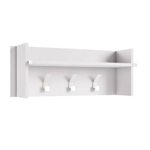 Mobile da ingresso Narciso, Mobile appendiabiti con 3 ganci, Mensola portaoggetti da ingresso, 100% Made in Italy, Cm 90x29h34, Bianco