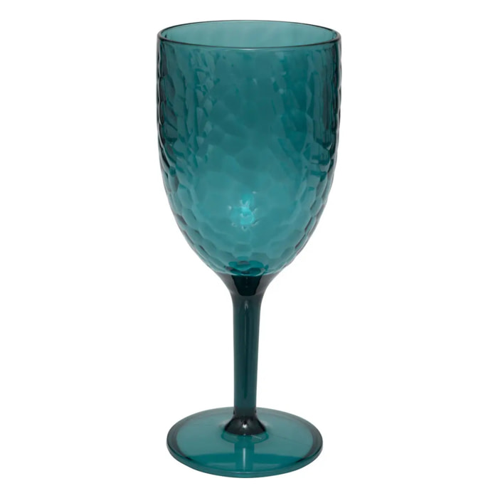 Verre à vin martelé "Estiva" bleu