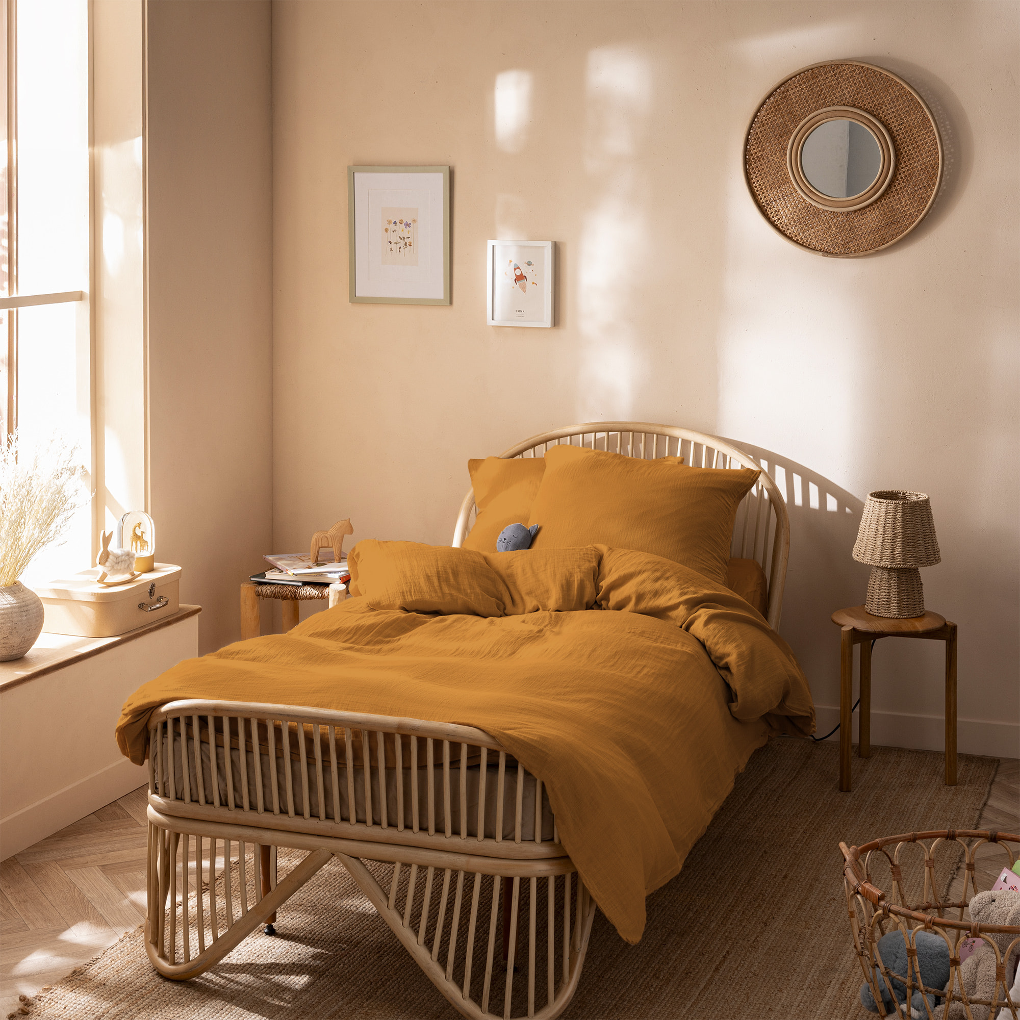 Parure de lit unie en coton, GAZE DE COTON
