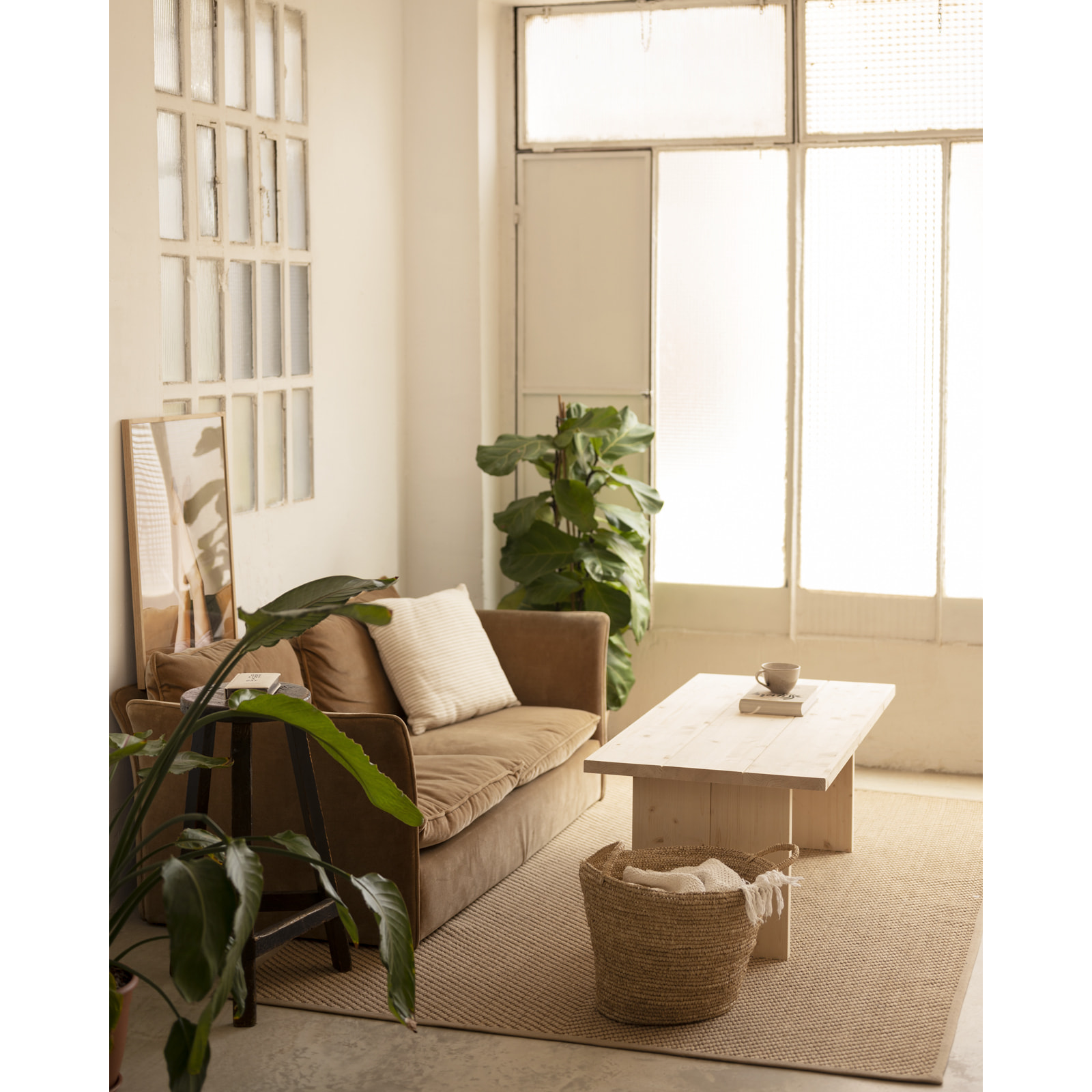 Table basse en bois massif ton naturel 120x60cm Hauteur: 47 Longueur: 120 Largeur: 60