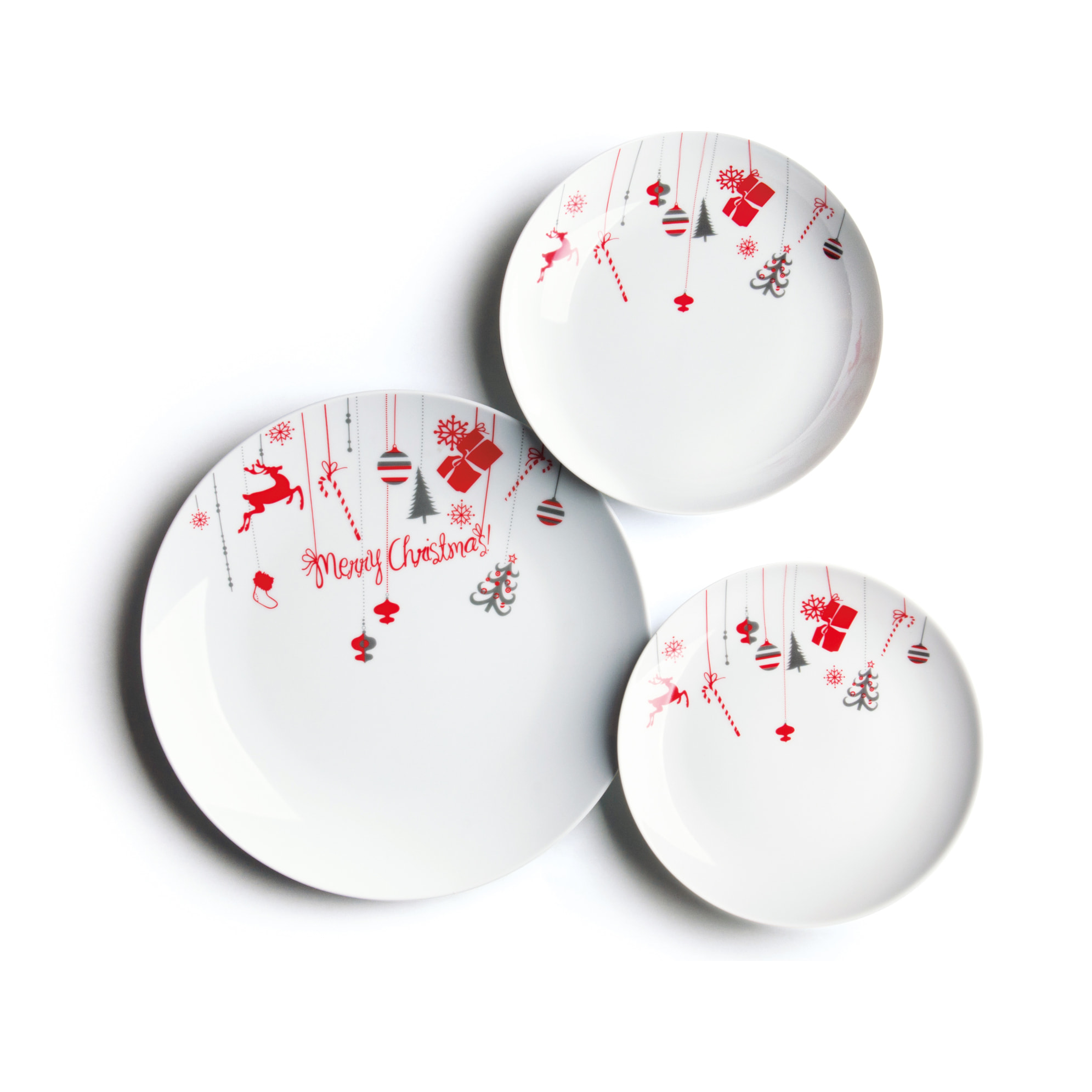 Service de table 18 pièces Excelsa - Merry Christmas, porcelaine blanche