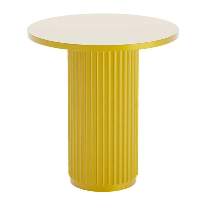 Table d'appoint ronde cannelée Pivoine, jaune