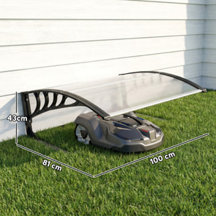 Marquise auvent robot-tondeuse - abri de jardin robot-tondeuse - noir transparent