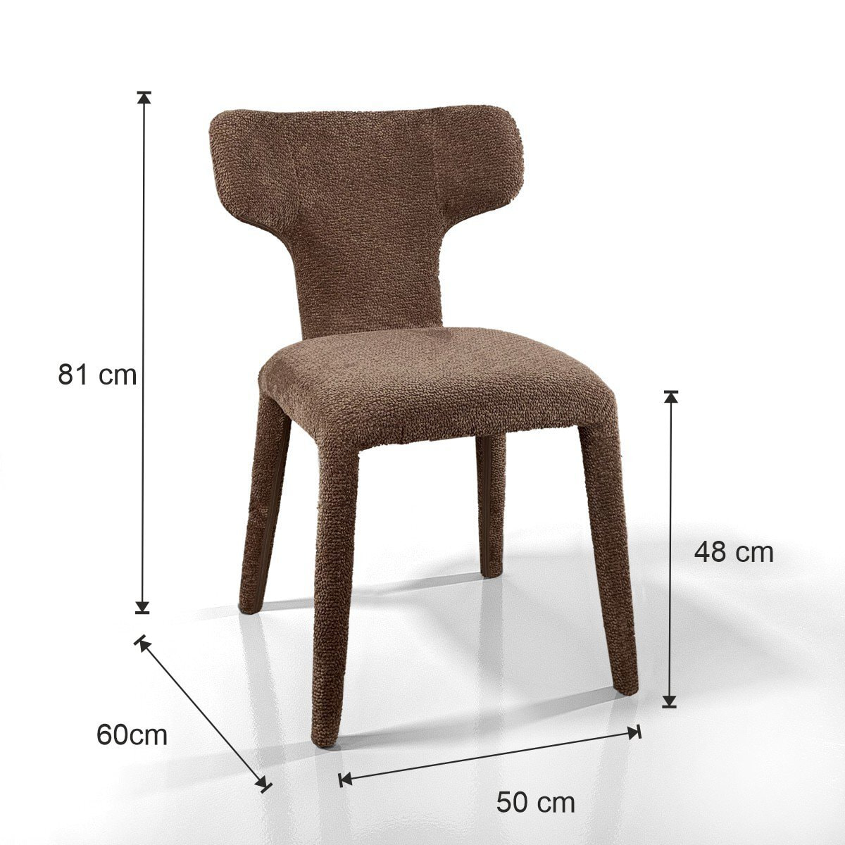 Lot de 2 chaises de salle à manger Tomasucci HERD, en tissu, marron, 60 × 50 × 81 cm