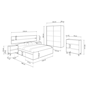 Dormitorio Ezra 3C Max Blanco Artik (Blanco Mate) - Roble Nodi