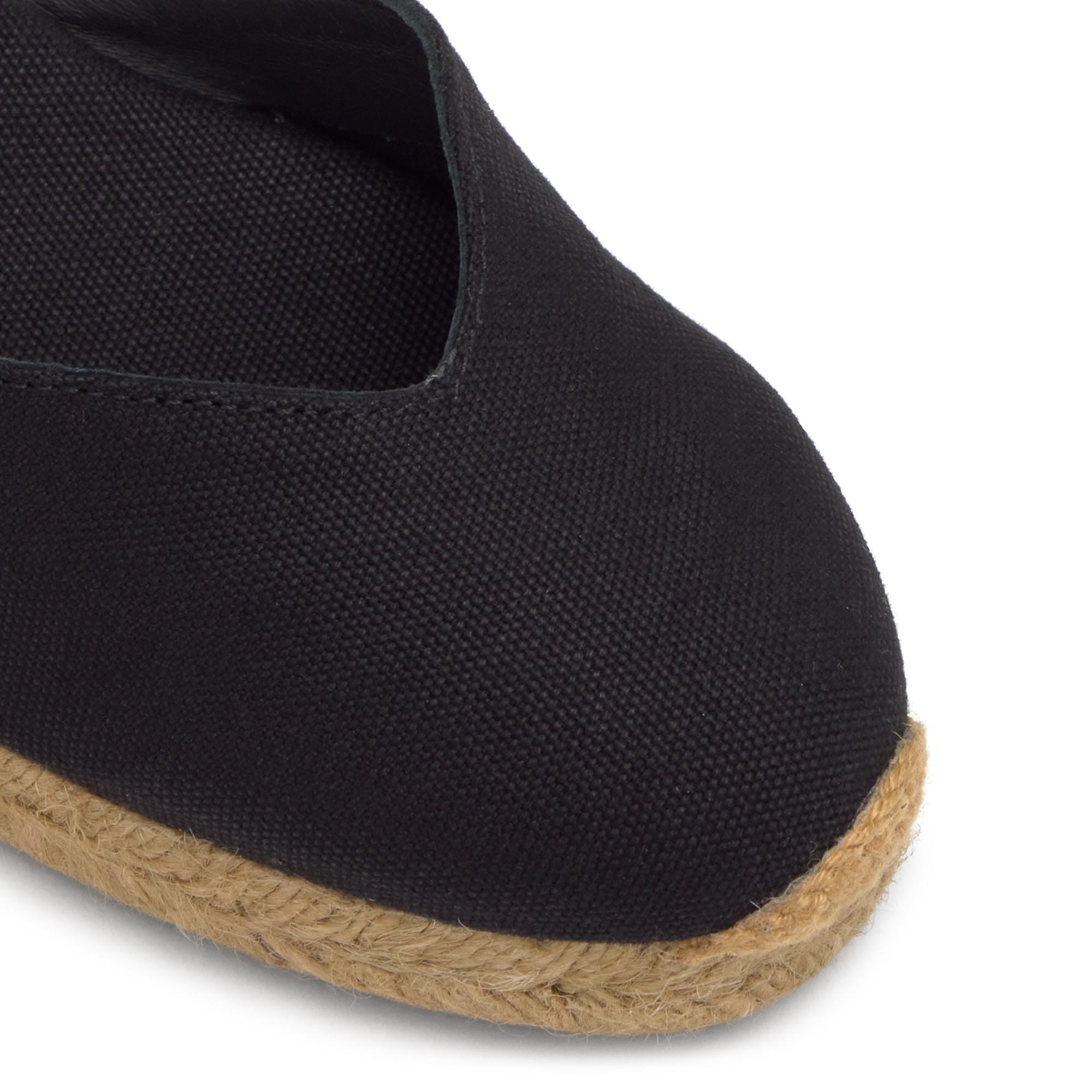 Alpargata de cuña 6 cm en lona de algodón con pala en v y lazo