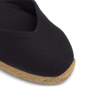 Alpargata de cuña 6 cm en lona de algodón con pala en v y lazo