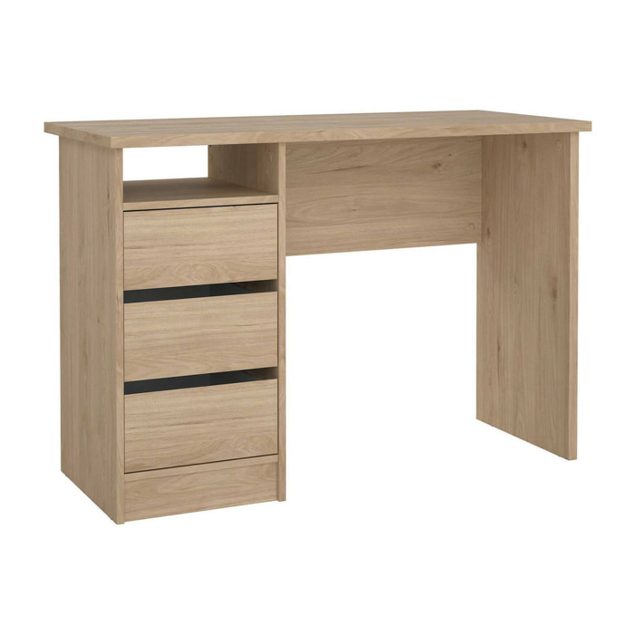 Scrivania Huaning, Scrittoio multiuso, Tavolo per ufficio porta PC, Piano di lavoro, 110x49 h76 cm, Rovere
