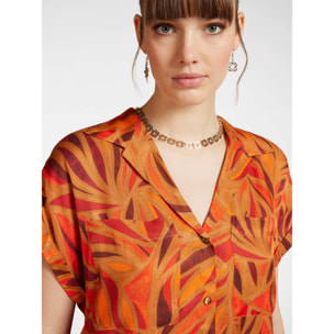 Elena Mirò - Camisa con estampado de follaje - Naranja sol
