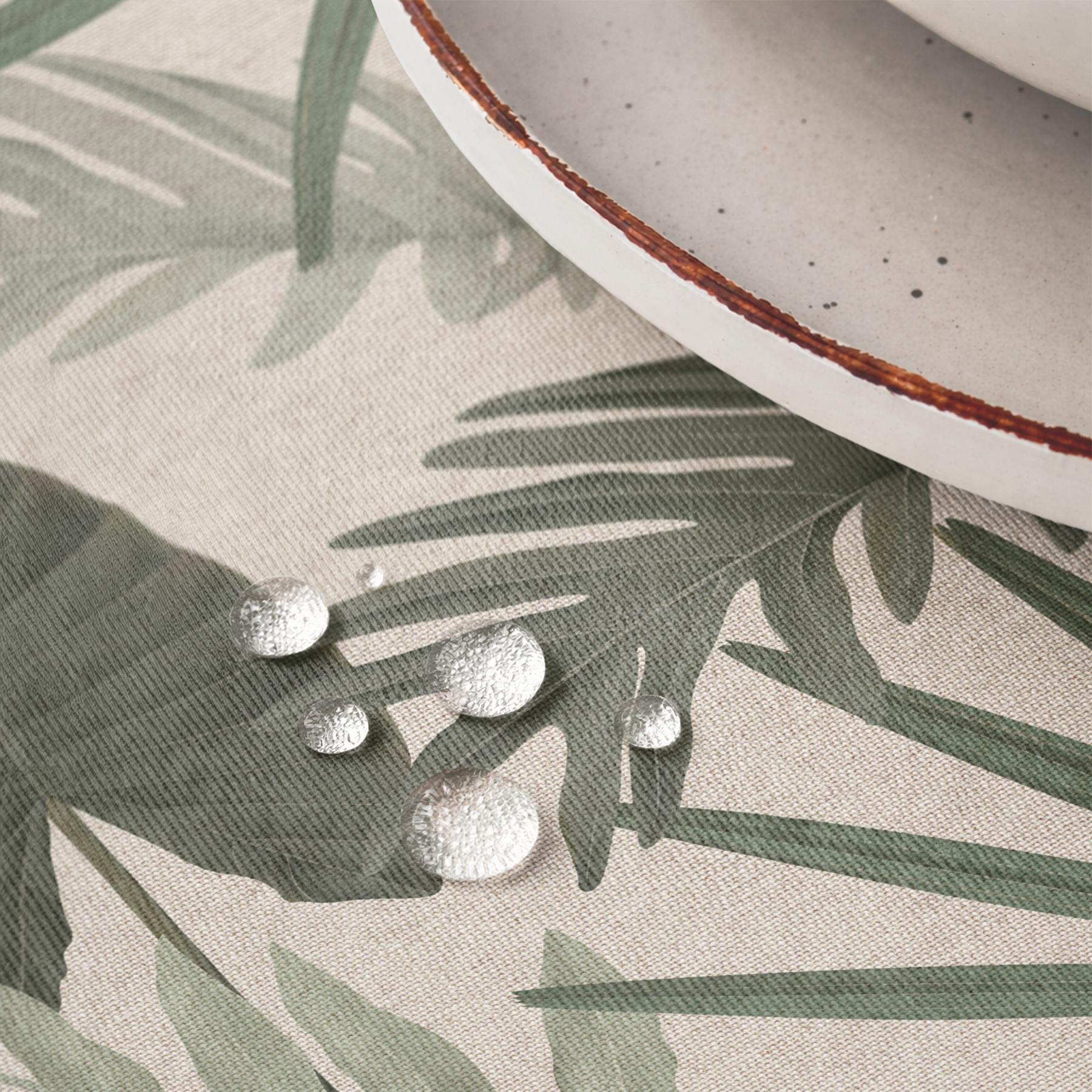 Nappe anti-taches MONSTERA VERT - en 100 % coton
