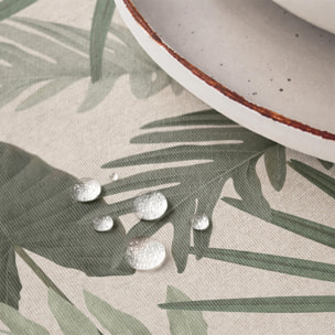 Nappe anti-taches MONSTERA VERT - en 100 % coton