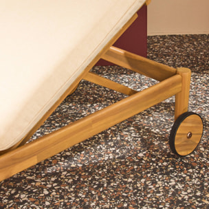 Bain de soleil bois d'acacia multi positions avec roulettes SOLA