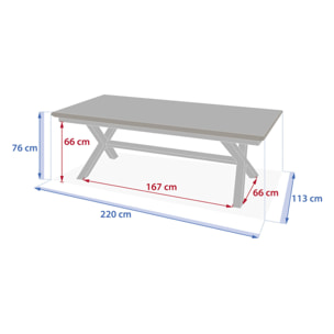 Table de jardin "Axiome" extensible lin & argile 10 places en aluminium
