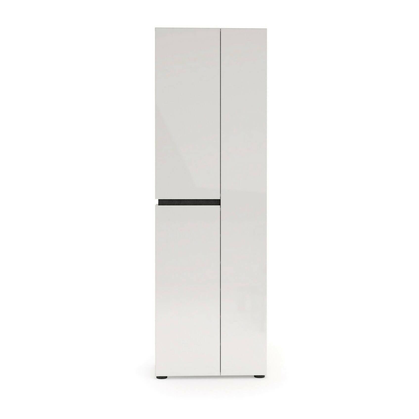 Armadio multiuso grande Linfa, Mobile multifunzionale, Mobiletto scarpiera, Guardaroba porta scarpe, Made in Italy, 61x45h190 cm, Bianco lucido e Antracite