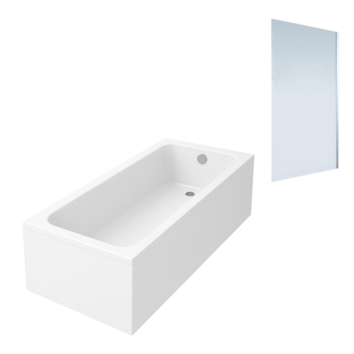 Baignoire droite VILLEROY & BOCH Architectura acrylique 140 x 70 cm  + Pare bain droite AURYS Mist 1 chromé