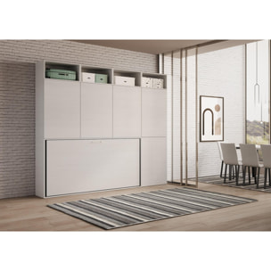 Armoire lit escamotable horizontal 1 couchage 85 Kando composition B Frêne Blanc