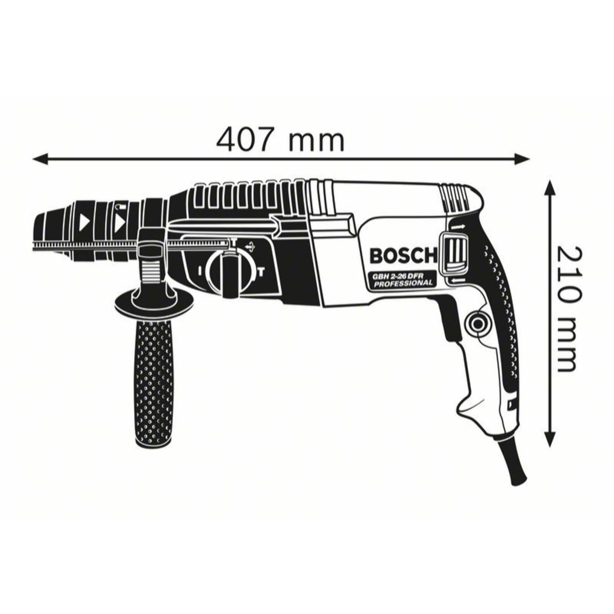 Perforateur BOSCH SDS-plus GBH 2-26 Professional - 830W 2.7J - Avec coffret et poignée - 06112A3000