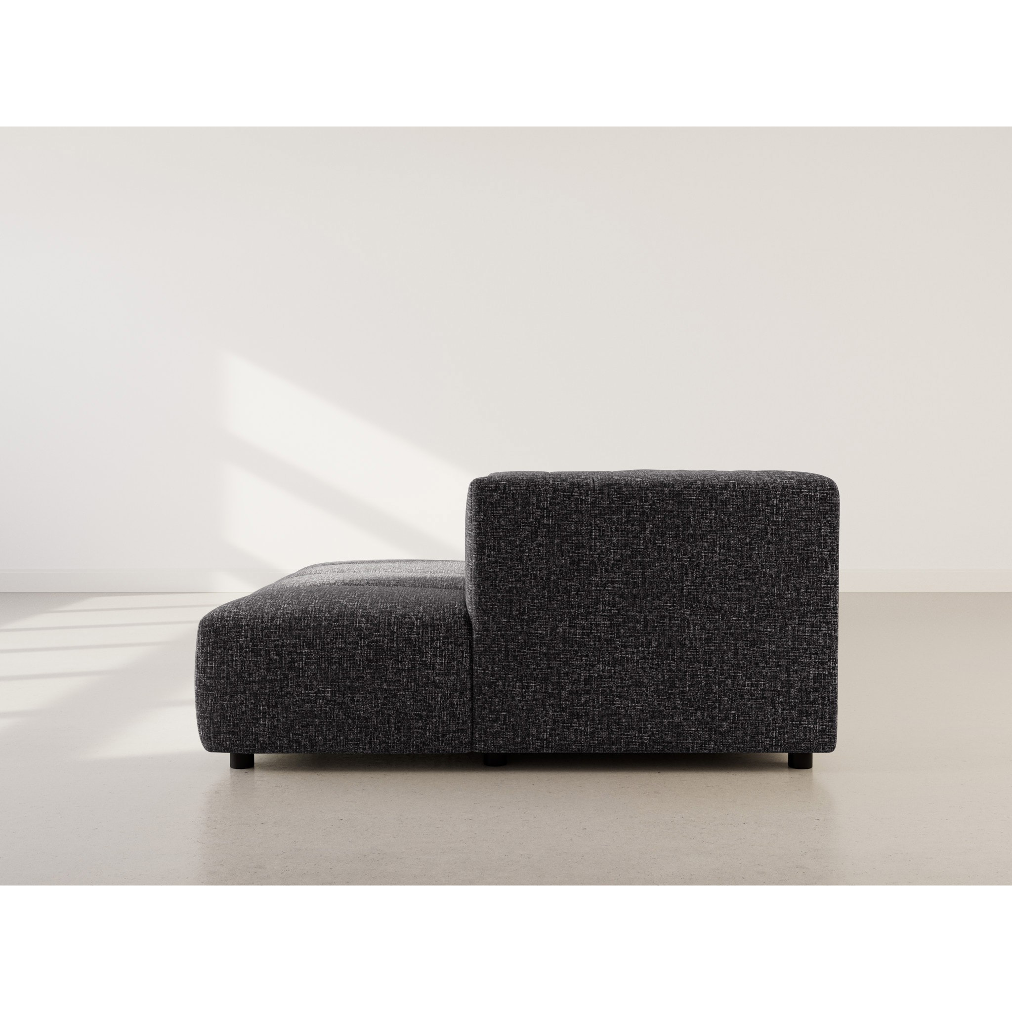 Curtis - canapé d'angle droit 4 places avec accoudoir en tissu texturé - Gris foncé