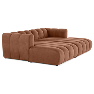 Debbie - canapé modulable droit 3 places avec double méridienne - assise profonde - en tissu texturé - Terracotta