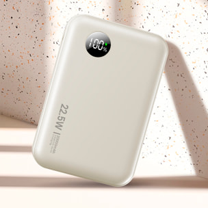 Powerbank 20.000mAh con carga rápida PD22,5W, cable USB-C integrado. Pantalla led de carga.